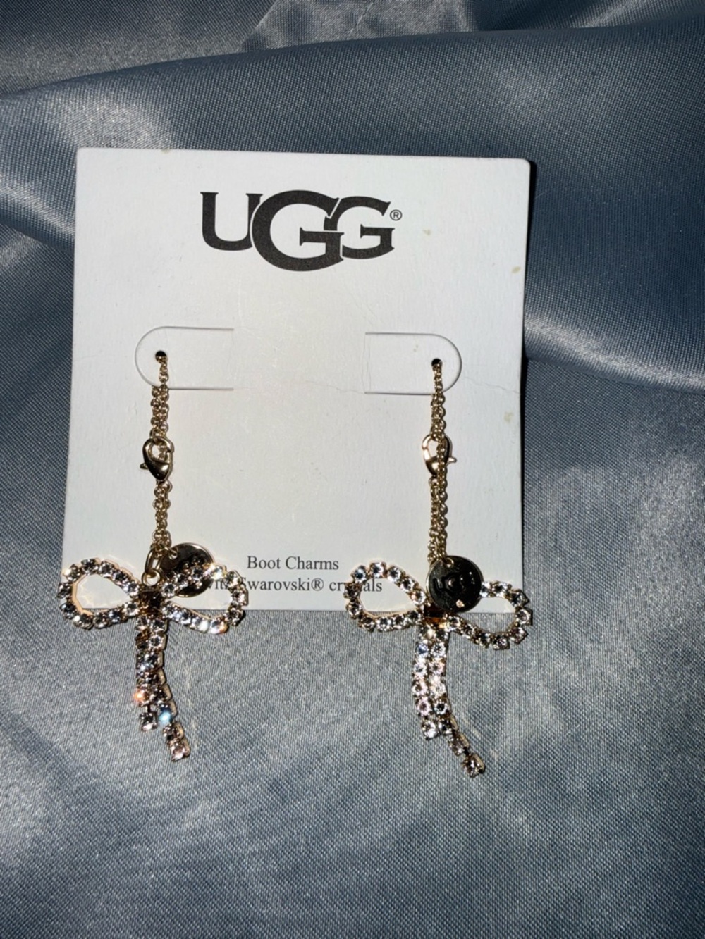 UGG Gold Bow boot charms with Clear Crystals